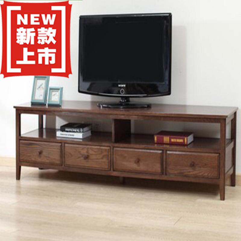 黑胡桃色美式全实木电视柜1.8简约现代橡木视听柜带抽屉客厅家具