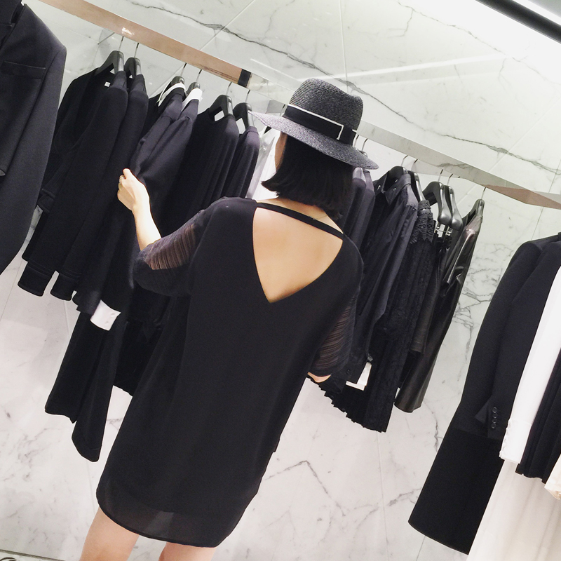【13C】2015定制 设计师款 大牌纯色连衣裙 2015夏显瘦T恤裙 DE15