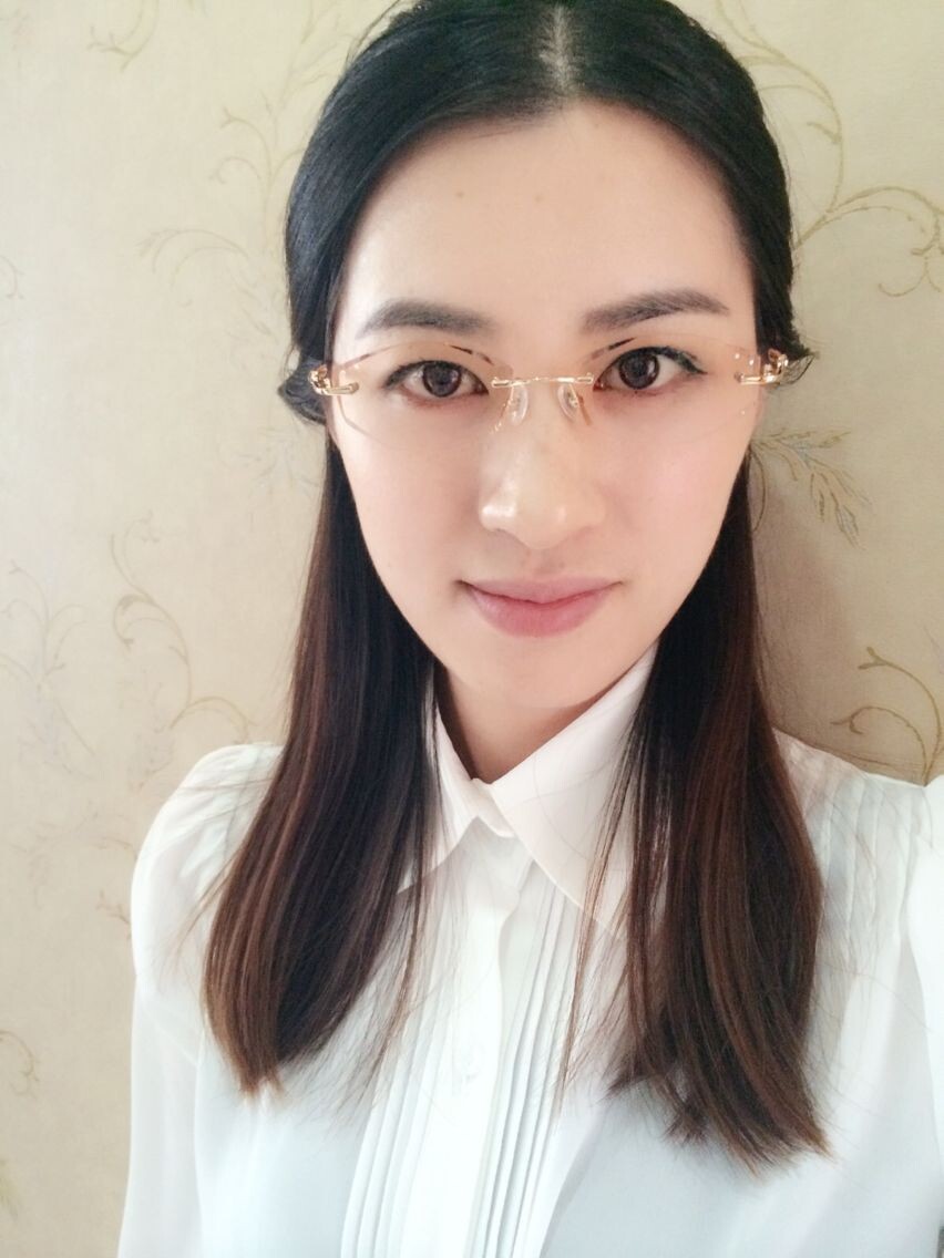 一诺千镜正品韩国切边镶钻眼镜 女士无框纯钛近视眼镜框架 渐变色