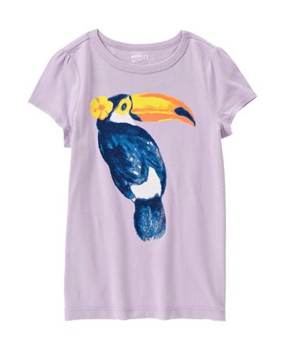 美国正品现货 crazy8 女童 淡紫色鹦鹉短袖T恤  7-14岁