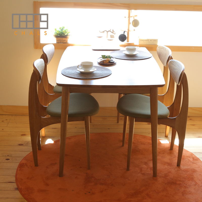 实木餐桌白橡木日式小户型餐桌椅组合长方形宜家圆角饭桌极美家具