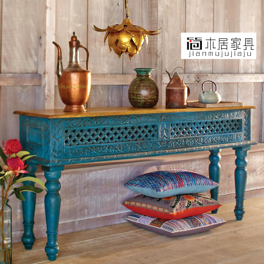 东南亚风格榆木实木供桌装饰柜储物柜客厅住宅家具颜色尺寸可定制