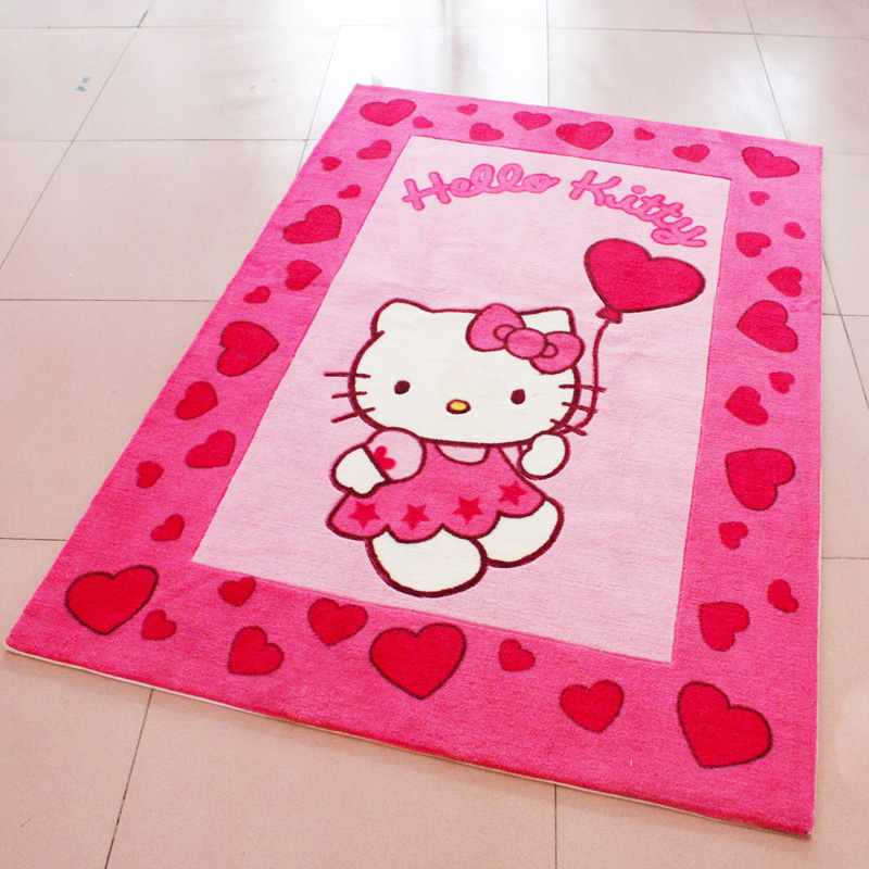 灿烂 优质晴轮地毯 可爱卡通kitty凯蒂猫儿童房地毯卧室床边毯