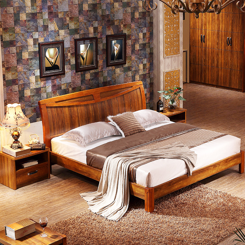 气动高箱储物实木床1.8米1.5M橡木床婚床双人床现代气动气压家具