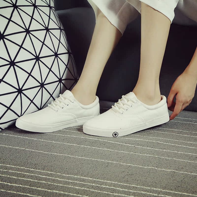2015春夏季白色帆布鞋女韩版潮低帮休闲学生板鞋小白鞋平底女鞋子
