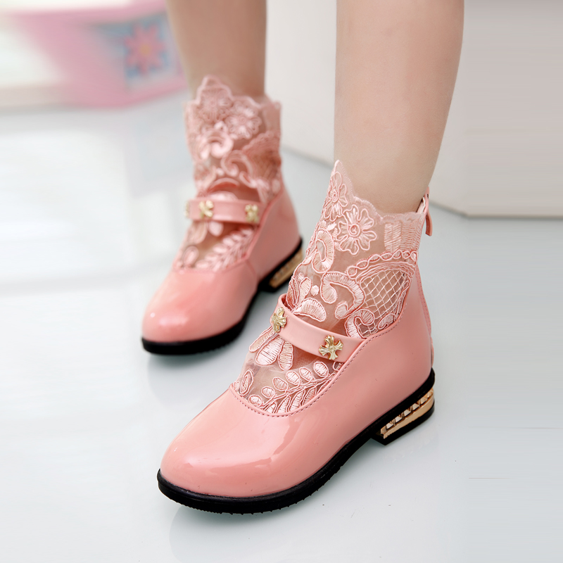 童鞋女童单鞋2015新款韩版公主鞋儿童宝宝蕾丝镂空小皮鞋女童单靴