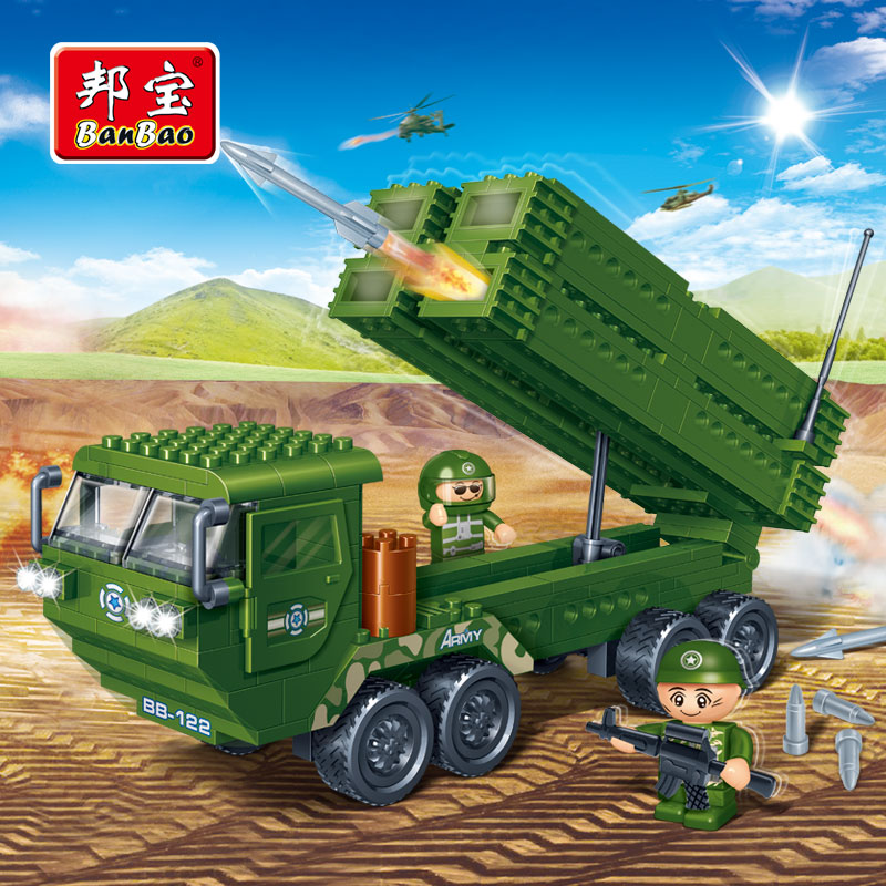【小颗粒】邦宝国防教育拼插积木益智玩具 爱国者反导导弹车6205