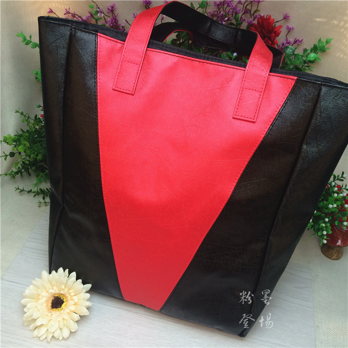 专柜新品 欧莱雅红黑大包 PU方包单肩包拎包手提包