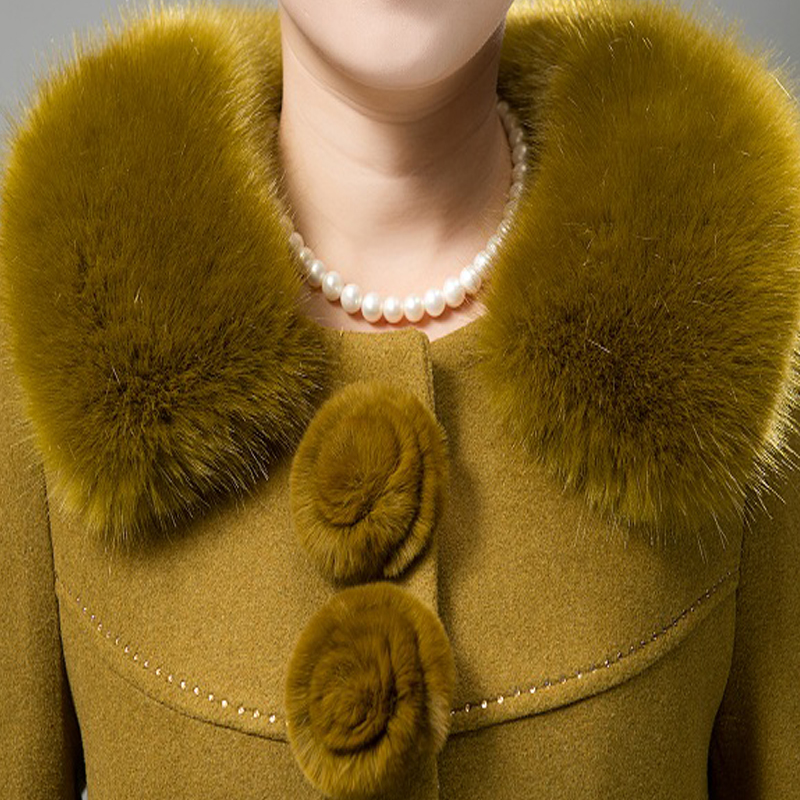 2015冬装新款女装30-40毛呢外套毛领妈妈装中长款中年羊毛呢大衣