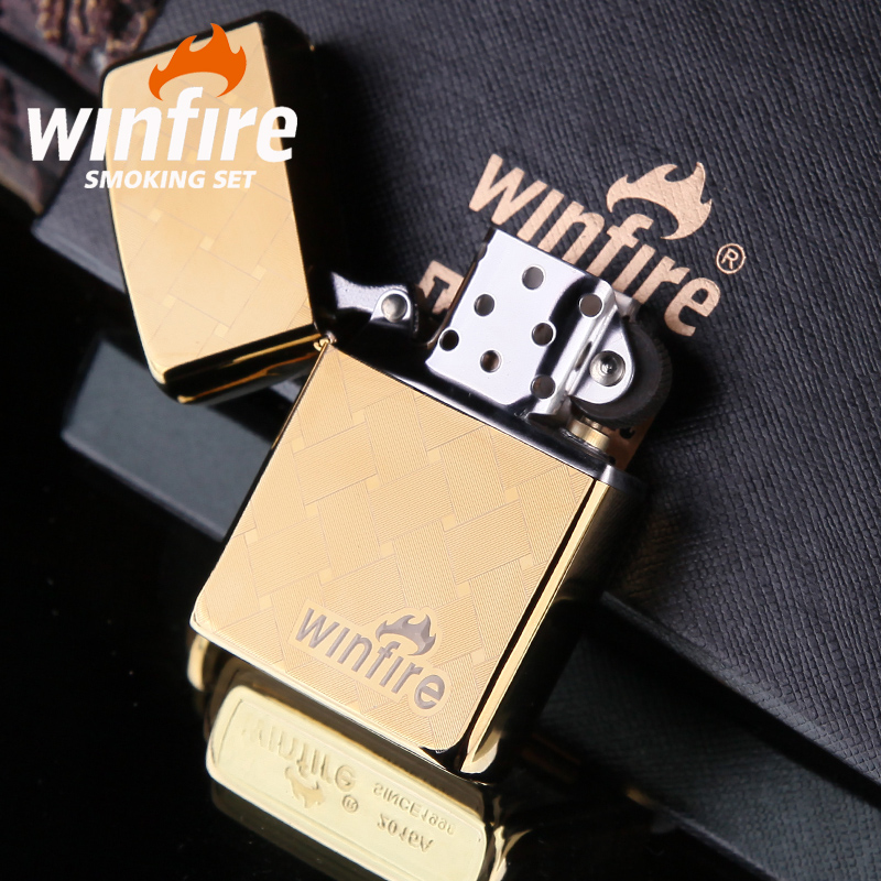 winfire兴丰新款煤油纯铜打火机防风男士创意个性超薄土豪金火机