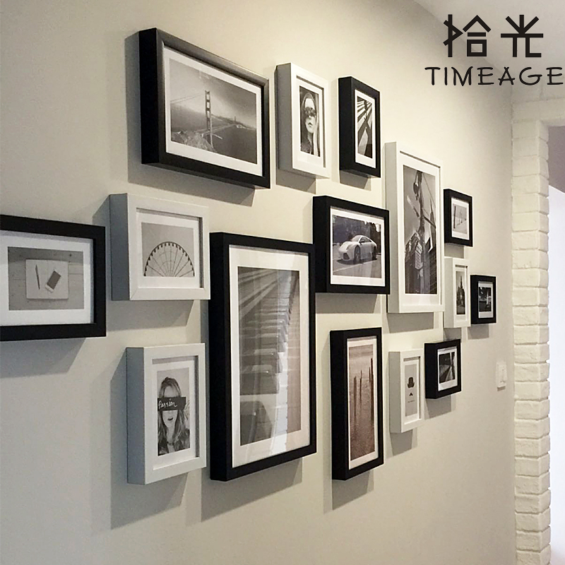 黑白复古照片墙相片墙相框墙创意组合简约现代客厅卧室相框挂墙