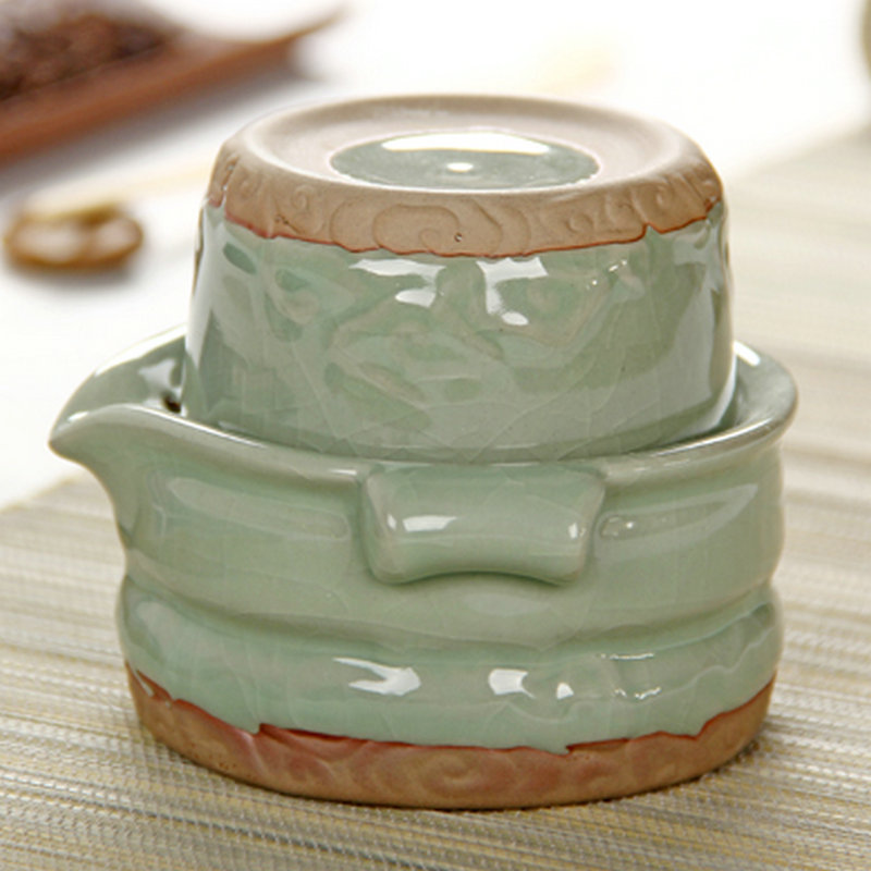 台湾快客杯一壶一杯手绘泡茶杯壶功夫旅行茶具陶瓷套装单品送礼盒