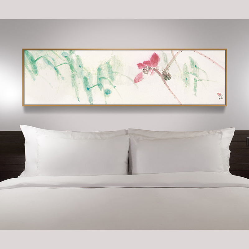 现代艺术新中式卧室床头装饰画客厅沙发背景墙横幅壁画挂画国画