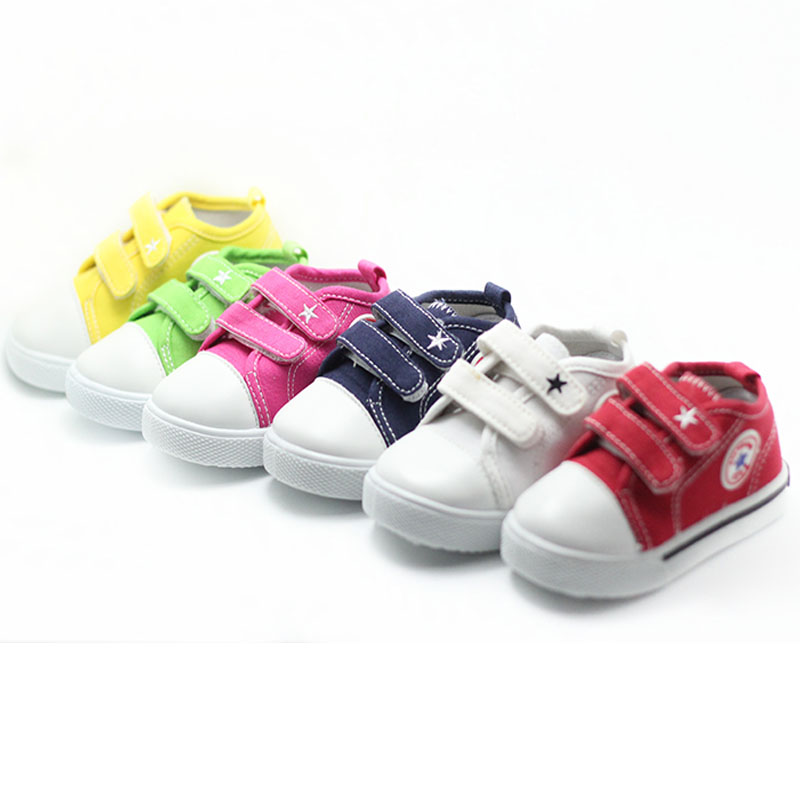 夏季款韩版儿童纯色男女童帆布鞋潮魔术贴星星帆布鞋中帮全国包邮