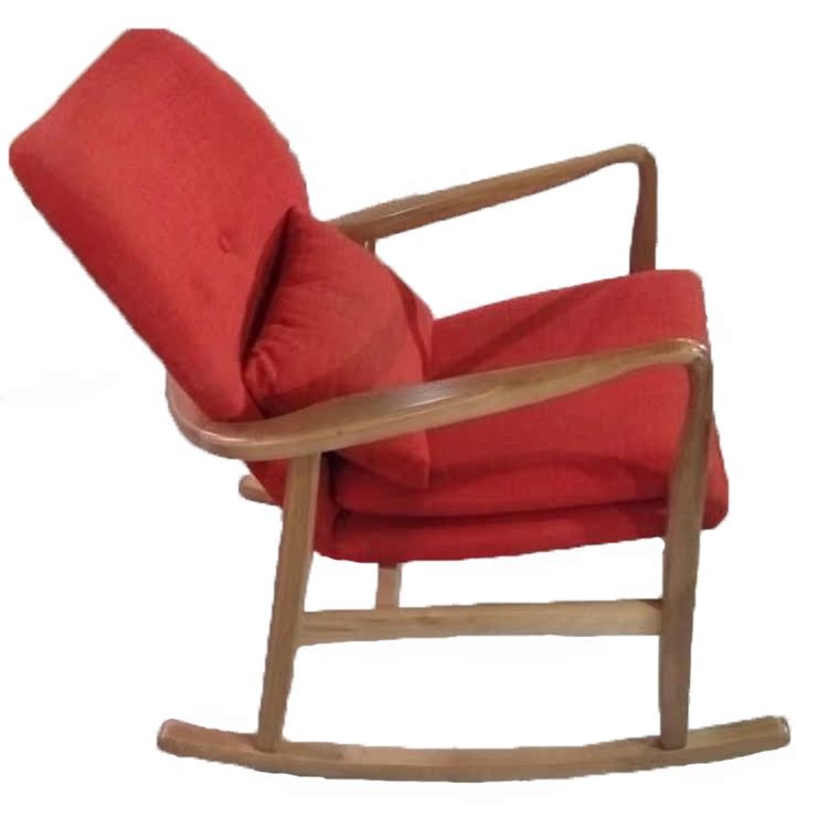 北欧宜家实木休闲椅白橡木制作日式风格摇椅简约设计舒适单人躺椅