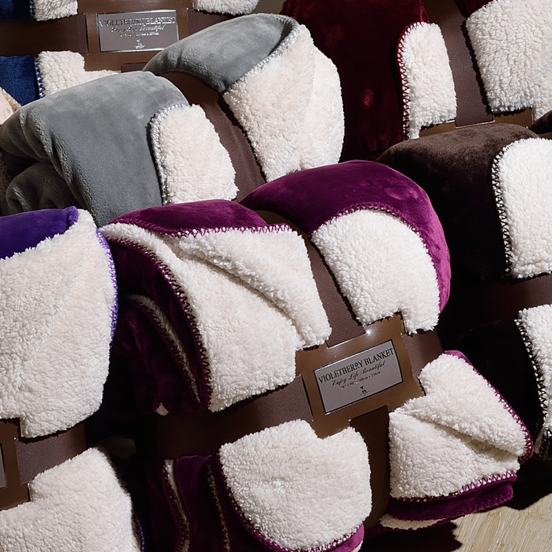 双层加厚保暖仿羊羔绒毛毯冬季盖毯珊瑚绒毯被子单人双人毯子纯色