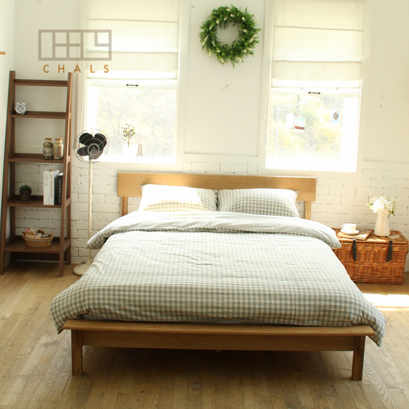日式纯实木床1.5米白橡木大床双人床单人床简约现代小户型卧室
