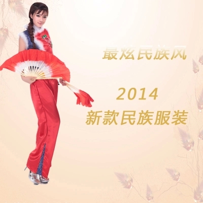 特价2015新款古典中式民族风舞蹈演出服绣花扇子舞成人舞蹈表演服