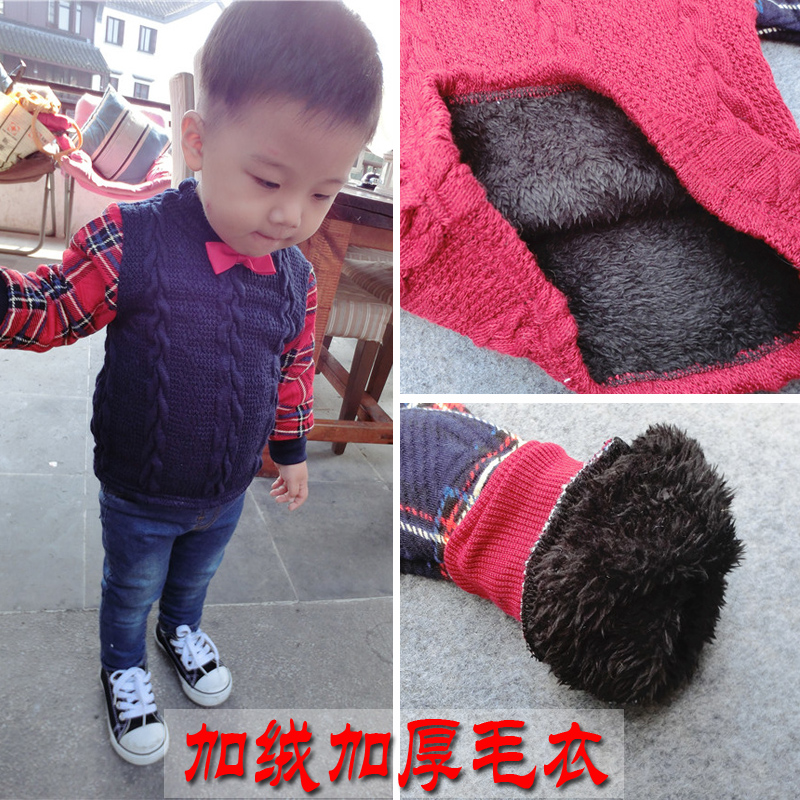婴儿秋冬装新款童装儿童男童毛衣 1-2-3岁小童宝宝加绒加厚针织衫