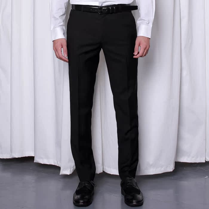 坐标男士正装英伦商务休闲时尚上班结婚修身纯黑色西裤
