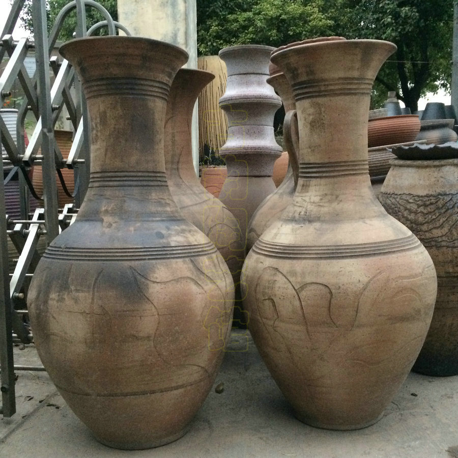 16新款陶瓷米手工做旧古典天球瓶陶罐土陶庭院景观家具装饰花瓶