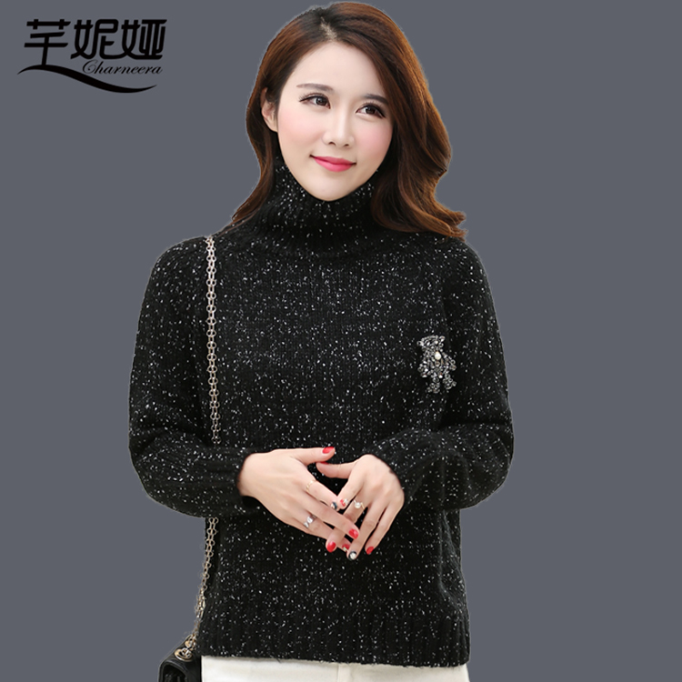 冬季韩版女装中长款高领羊绒衫百搭宽松加厚针织打底衫羊毛衫女