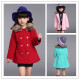 女童呢子外套秋冬款韩版  中大儿童装毛领大衣红色粉色6-7-8-9岁