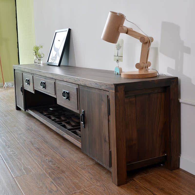 复古实木电视柜 现代中式简约时尚木质客厅卧室家具全实木美式