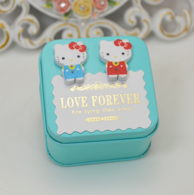 结婚用品婚庆hello kitty喜糖盒子马口铁创意欧式kt猫方形铁糖盒