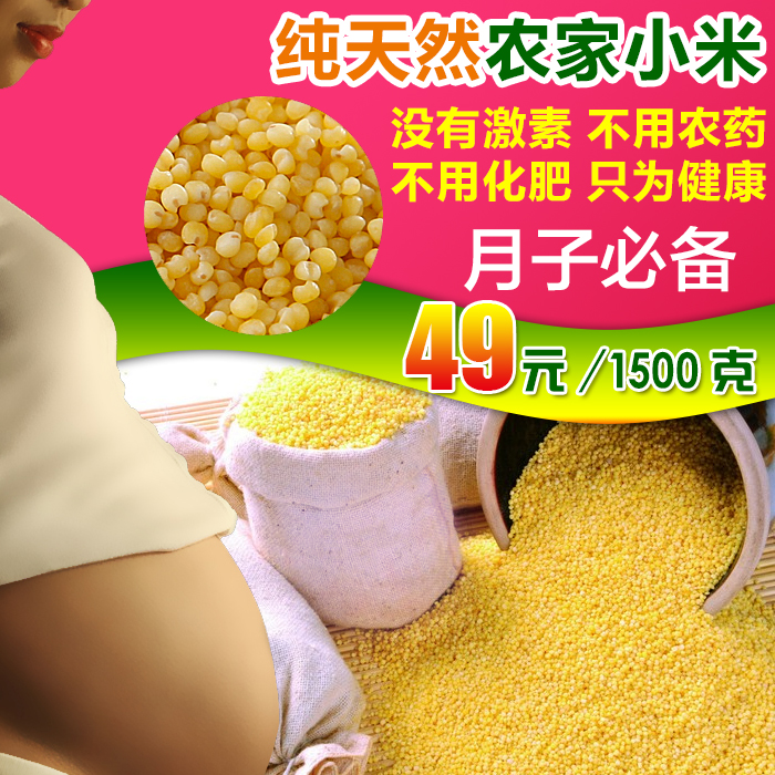 2015 8月新小黄米小米粥粗粮黄小米贡米月子米五谷杂粮1500g免邮