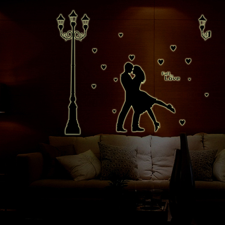 路灯情侣 客厅电视沙发浪漫温馨卧室床头背景墙贴纸贴画ABQ9626