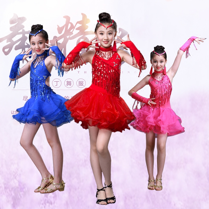 新款儿童拉丁舞服少儿蓬蓬裙拉丁练功服装女童舞蹈表演服