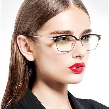 2016新款韩版时尚金属眼镜框潮男女半框眼镜架（带镜片）