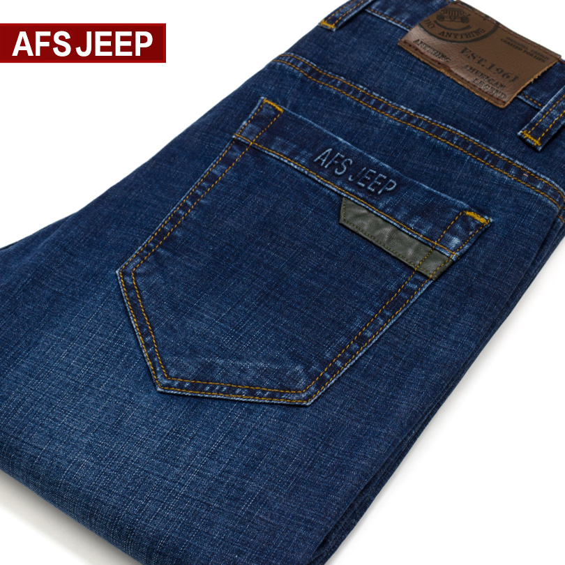 Afs Jeep/战地吉普夏季新款带弹力牛仔裤修身直筒韩版潮男裤青年