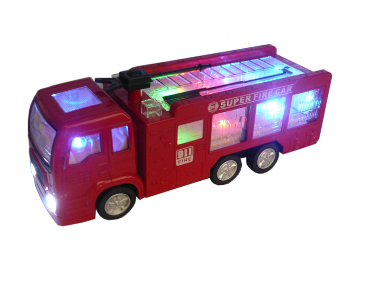 正品亮兴包邮电动万向音乐儿童玩具车消防车模型玩具