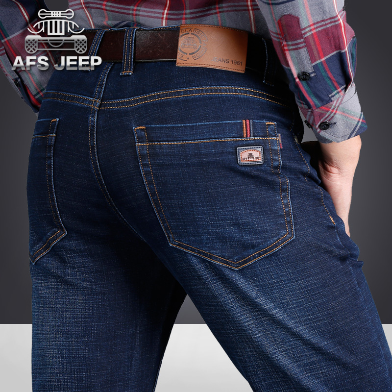 AFS JEEP牛仔裤男士直筒夏季吉普大码男裤薄款弹力商务休闲长裤子