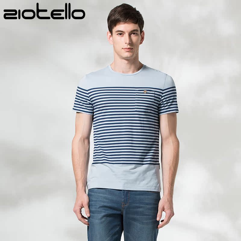 专柜正品 ZIOTELLO 意大利新款短袖T恤2015夏季条纹t恤衫