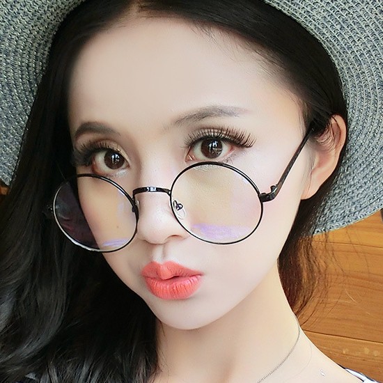 韩版复古男女款超轻全框金属平光镜文艺学院风圆框镜架配近视眼镜