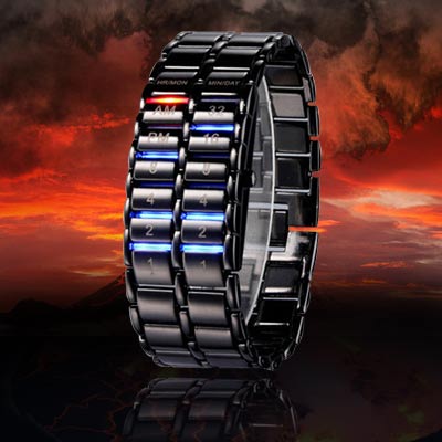 全国包邮 QQ积分手表 钢铁苍穹二进制创意男士手表