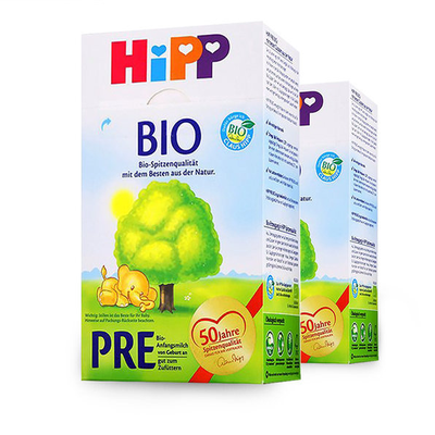 2盒装 德国喜宝HiPP有机婴幼儿奶粉 pre段（0个月以上）600克