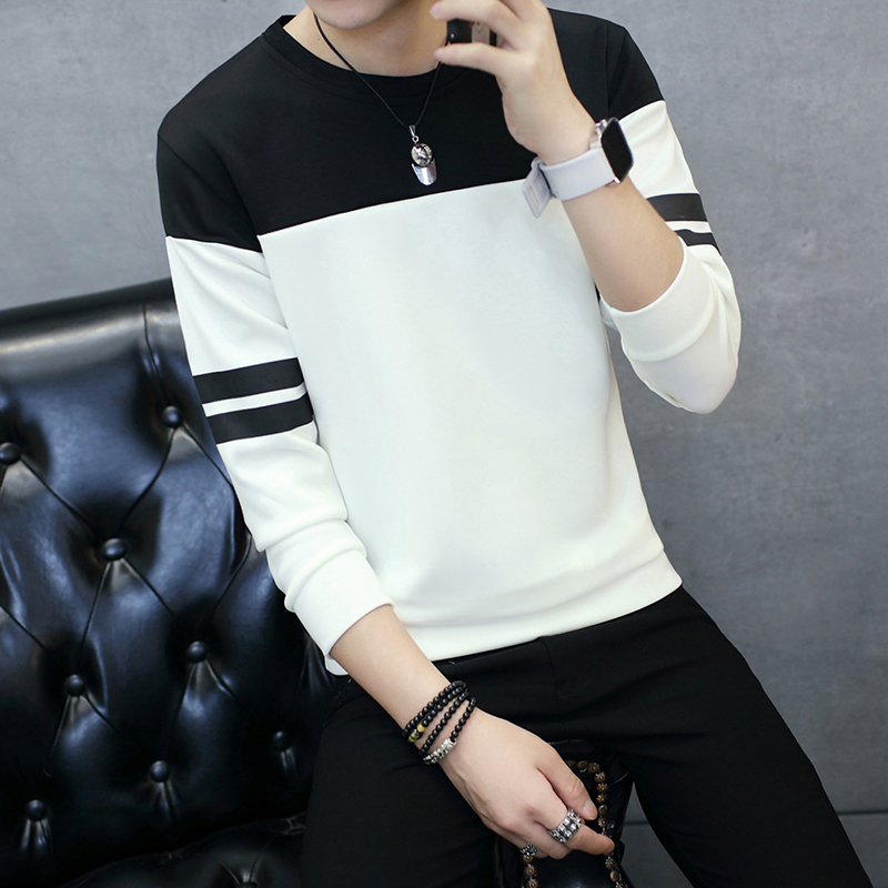 2016秋季新款长袖T恤男青少年韩版修身套头卫衣 男生帅气上衣外套