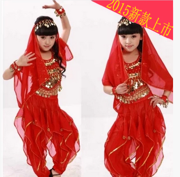新款维族儿童演出服 幼儿舞蹈演出服新疆印度舞少数民族服装女童