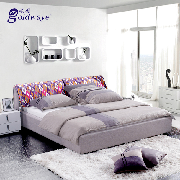 歌维简约现代布艺床可拆洗气质型软体床双人床婚床1.5米1.8米布床