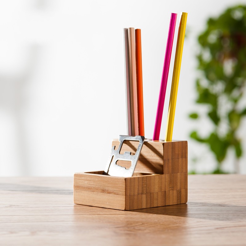 竹设 创意桌面收纳盒文具盒笔筒笔架 简约置物架环保办公用品