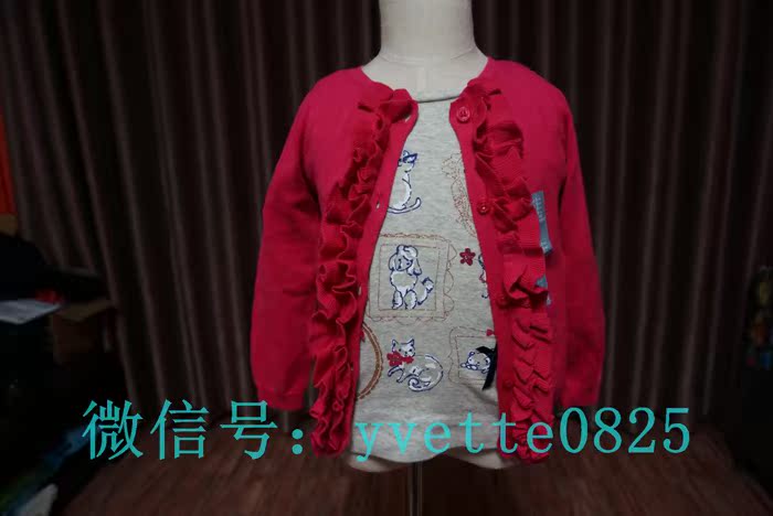 现货！日本代购 GAP女童枚红色纯棉针织开衫