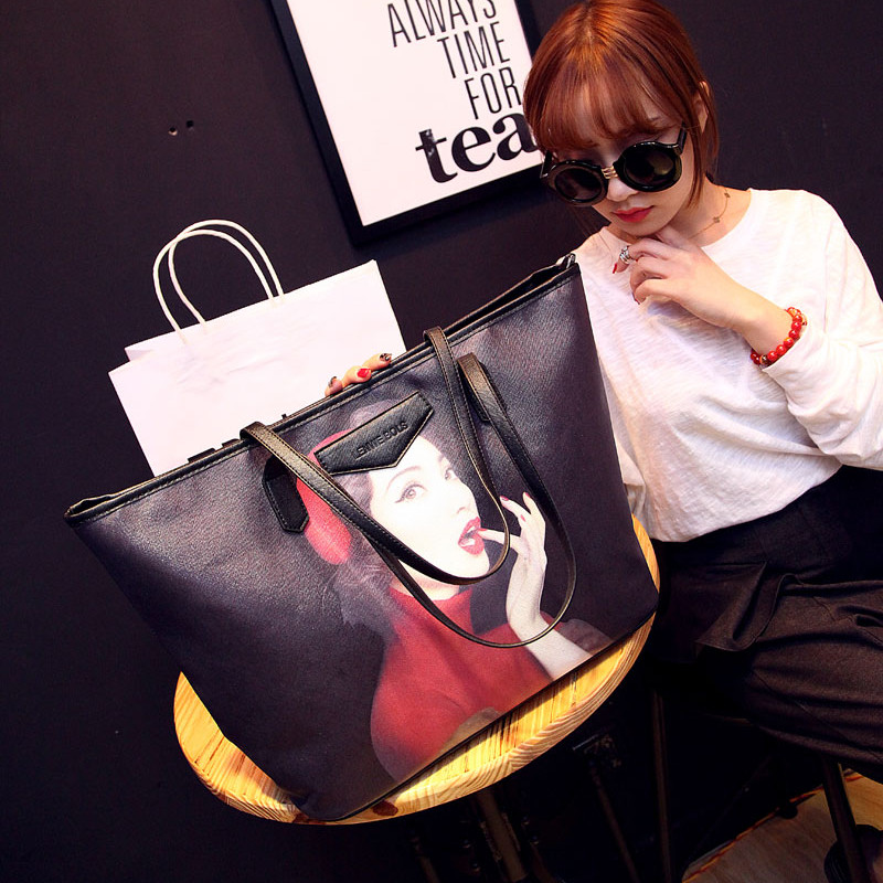2015新款韩版女包百搭复古欧美大包包印花子母包单肩手提购物包袋