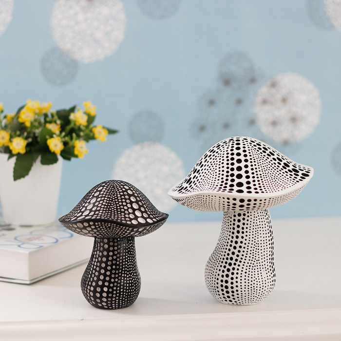 小黑与大白 家居饰品树脂圆点蘑菇摆设工艺品 装饰品创意礼品