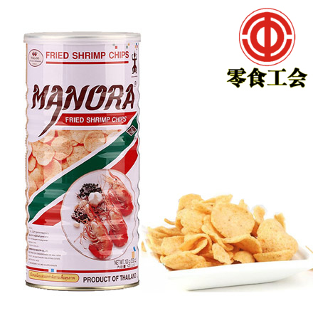 泰国正品进口 MANORA马努拉铁桶装 鲜虾片/螃蟹片 100g/桶