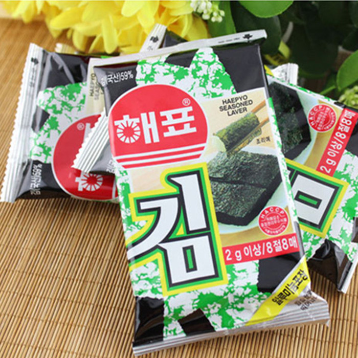 海牌 海苔 韩国进口 烤脆紫菜休闲零食(10小袋)20g 进口零食品