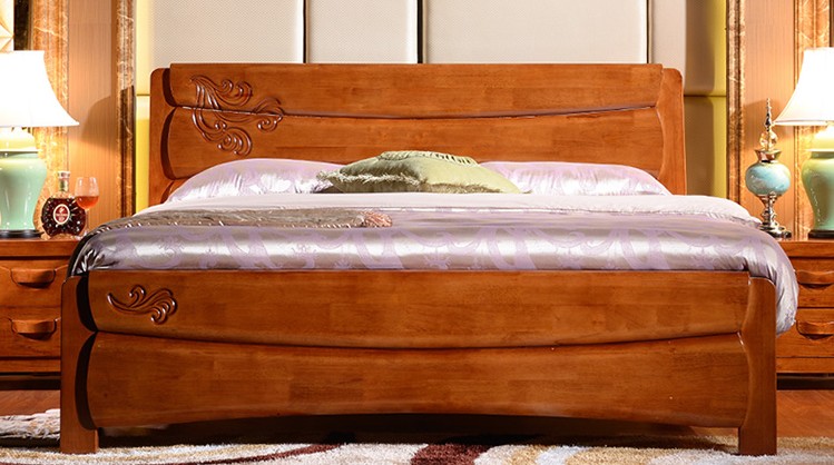 简约现代中式实木床1.8米双人床1.5米橡木床 卧室家具床美观大方